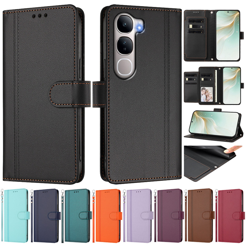 Vivo Y28 - Funda de cuero con tapa para